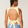Linne-Blend Öppen-Back Top Linne-Blend Öppen-Back Top