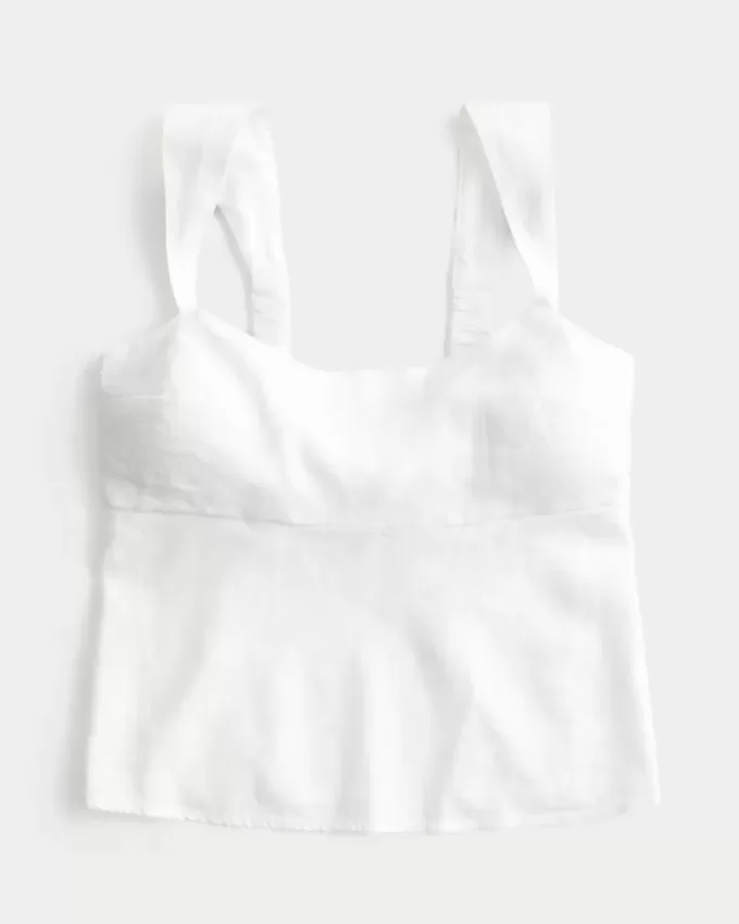Linne-Blend Öppen-Back Top Linne-Blend Öppen-Back Top