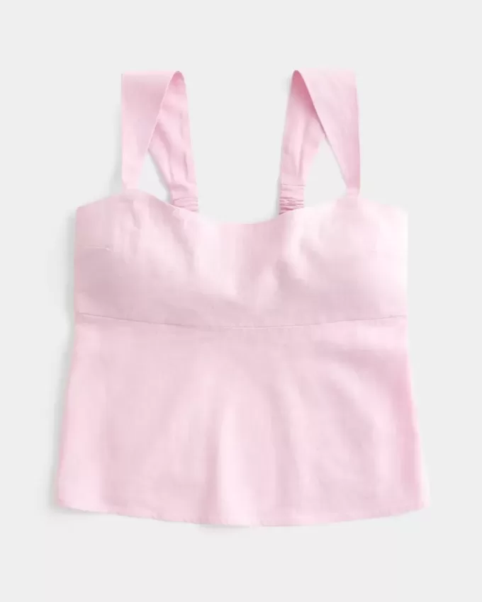 Linne-Blend Öppen-Back Top Linne-Blend Öppen-Back Top