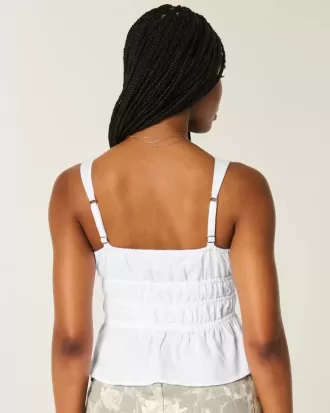 Linne-Blend Tie-Front Peplum Top