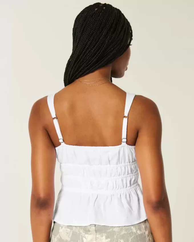 Linne-Blend Tie-Front Peplum Top Linne-Blend Tie-Front Peplum Top