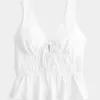 Linne-Blend Tie-Front Peplum Top Linne-Blend Tie-Front Peplum Top