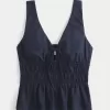 Linne-Blend Tie-Front Peplum Top Linne-Blend Tie-Front Peplum Top