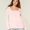 Långärmad Babydoll-tröja med fyrkantig hals Långärmad Babydoll-tröja med fyrkantig hals