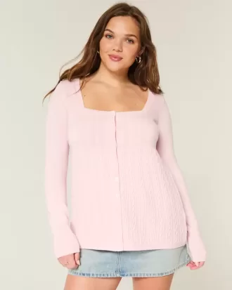 Långärmad Babydoll-tröja med fyrkantig hals