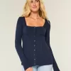 Långärmad Babydoll-tröja med fyrkantig hals Långärmad Babydoll-tröja med fyrkantig hals