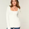 Långärmad Babydoll-tröja med fyrkantig hals Långärmad Babydoll-tröja med fyrkantig hals