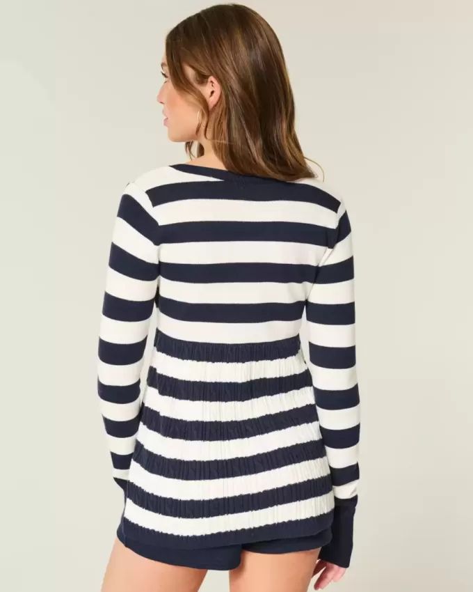 Långärmad Babydoll-tröja med fyrkantig hals Långärmad Babydoll-tröja med fyrkantig hals