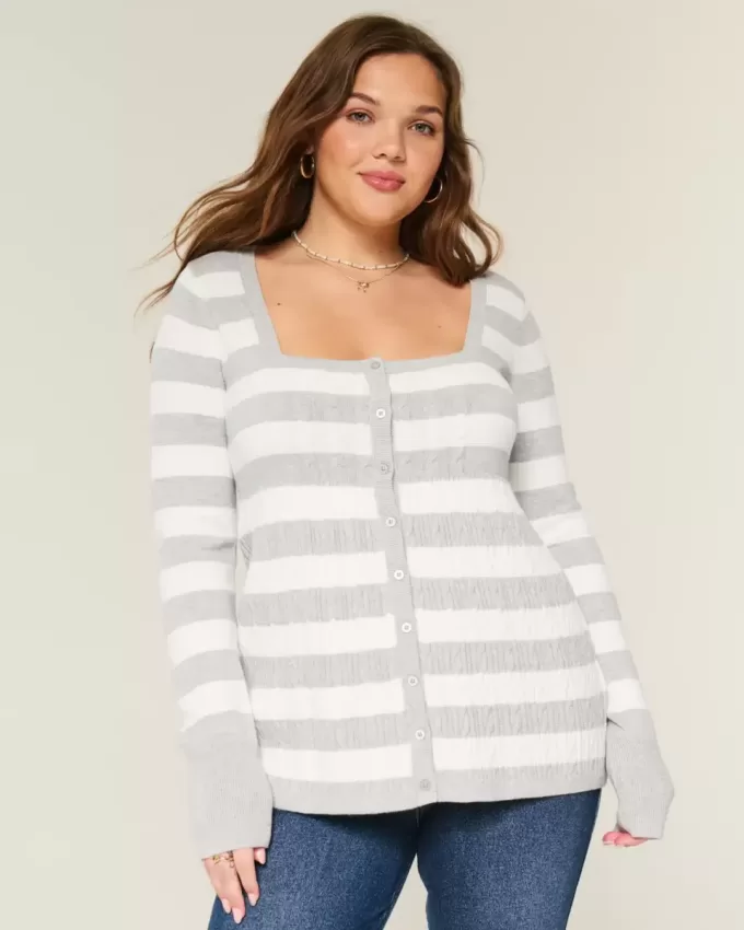 Långärmad Babydoll-tröja med fyrkantig hals Långärmad Babydoll-tröja med fyrkantig hals