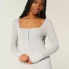 Långärmad Babydoll-tröja med fyrkantig hals Långärmad Babydoll-tröja med fyrkantig hals
