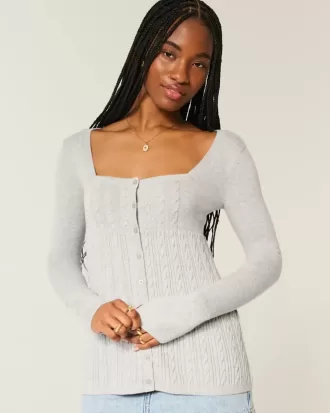 Långärmad Babydoll-tröja med fyrkantig hals