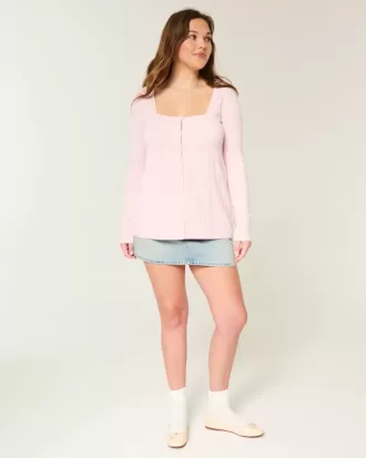 Långärmad Babydoll-tröja med fyrkantig hals