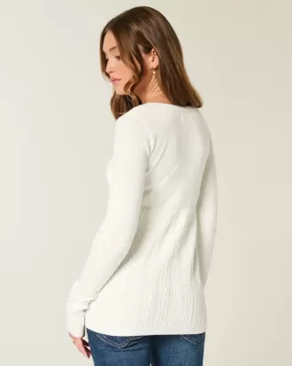 Långärmad Babydoll-tröja med fyrkantig hals