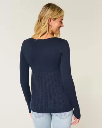 Långärmad Babydoll-tröja med fyrkantig hals