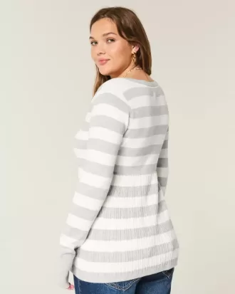 Långärmad Babydoll-tröja med fyrkantig hals