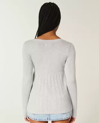 Långärmad Babydoll-tröja med fyrkantig hals