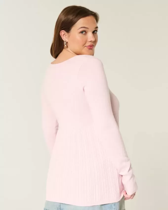 Långärmad Babydoll-tröja med fyrkantig hals Långärmad Babydoll-tröja med fyrkantig hals