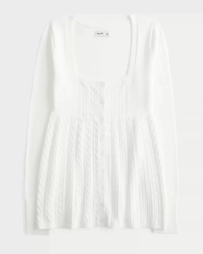 Långärmad Babydoll-tröja med fyrkantig hals Långärmad Babydoll-tröja med fyrkantig hals