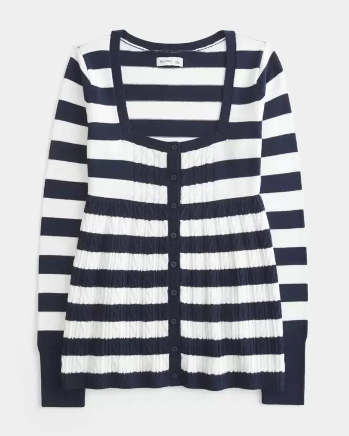 Långärmad Babydoll-tröja med fyrkantig hals Långärmad Babydoll-tröja med fyrkantig hals
