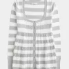 Långärmad Babydoll-tröja med fyrkantig hals Långärmad Babydoll-tröja med fyrkantig hals