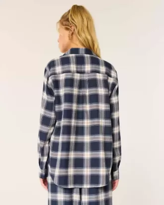 Långärmad flanell pyjamastopp