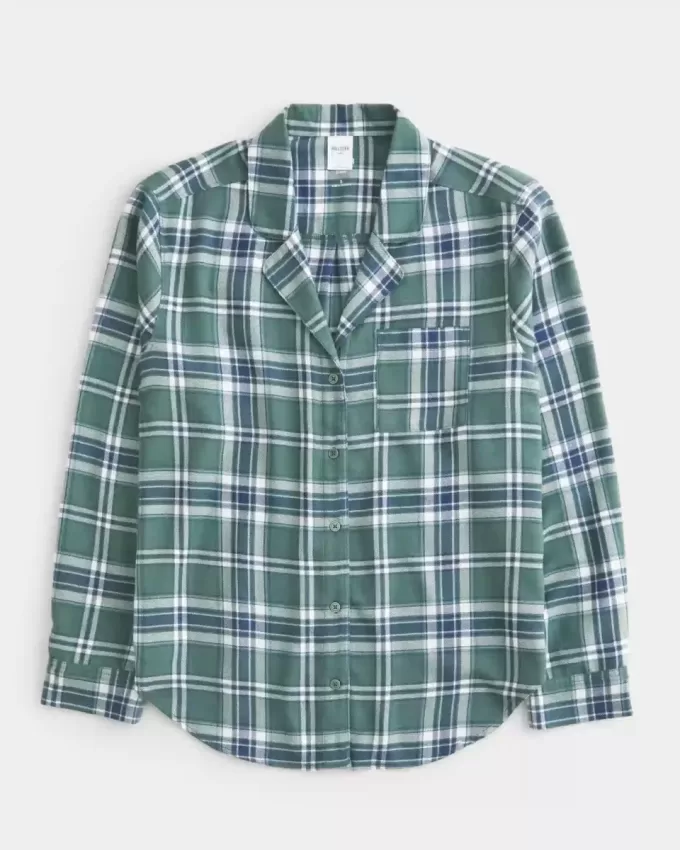 Långärmad flanell pyjamastopp Långärmad flanell pyjamastopp
