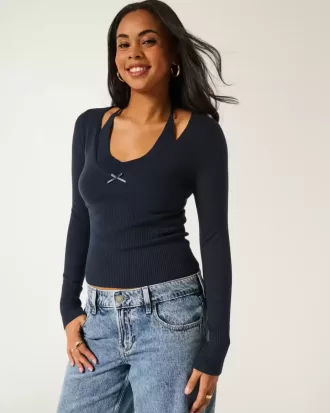 Långärmad Halter Tie Tröja
