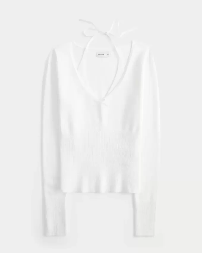 Långärmad Halter Tie Tröja Långärmad Halter Tie Tröja