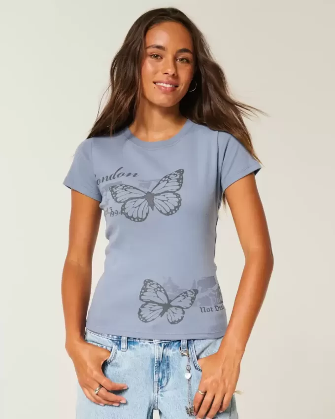 London Butterfly Graphic Baby Tee London Butterfly Graphic Baby Tee