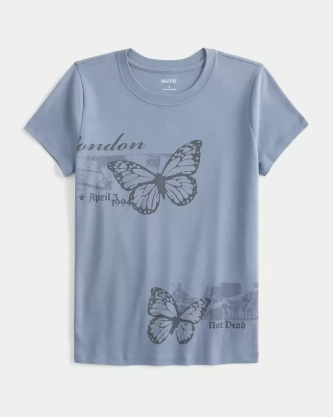 London Butterfly Graphic Baby Tee London Butterfly Graphic Baby Tee