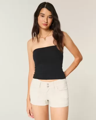 Low-Rise blommiga bakficka Poplin Shortie Shorts