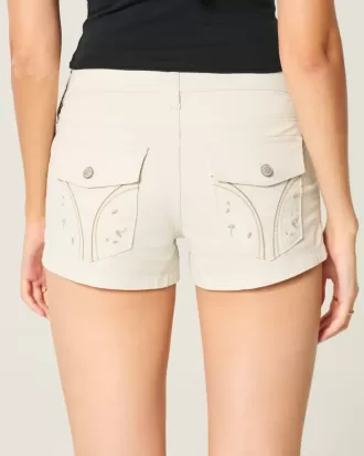 Low-Rise blommiga bakficka Poplin Shortie Shorts