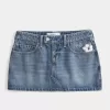 Low-Rise Broderad Denim Mini Skort Low-Rise Broderad Denim Mini Skort