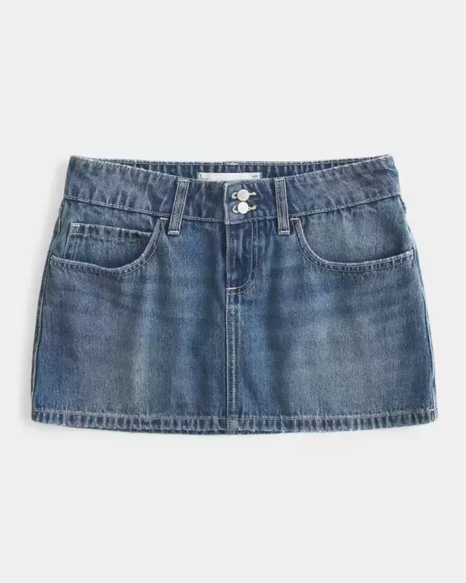 Low-Rise Broderad Denim Mini Skort Low-Rise Broderad Denim Mini Skort