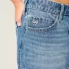 Low-Rise broderad rosett Denim Mini Skort
