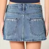 Low-Rise broderad rosett Denim Mini Skort