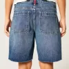 Low-Rise Dark Wash American Flag Graphic Baggy Jort Low-Rise Dark Wash American Flag Graphic Baggy Jort