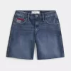 Low-Rise Dark Wash American Flag Graphic Baggy Jort Low-Rise Dark Wash American Flag Graphic Baggy Jort