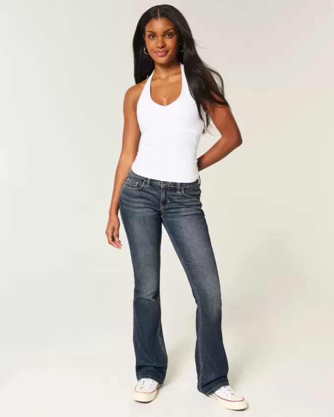 Low-Rise Dark Wash Broderade Bootcut-jeans Low-Rise Dark Wash Broderade Bootcut-jeans