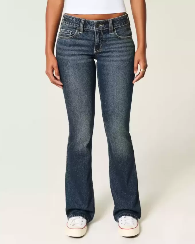 Low-Rise Dark Wash Broderade Bootcut-jeans Low-Rise Dark Wash Broderade Bootcut-jeans