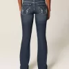 Low-Rise Dark Wash Broderade Bootcut-jeans Low-Rise Dark Wash Broderade Bootcut-jeans