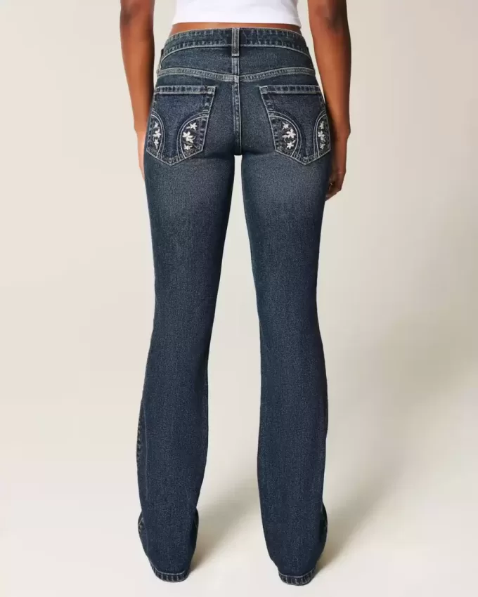 Low-Rise Dark Wash Broderade Bootcut-jeans Low-Rise Dark Wash Broderade Bootcut-jeans