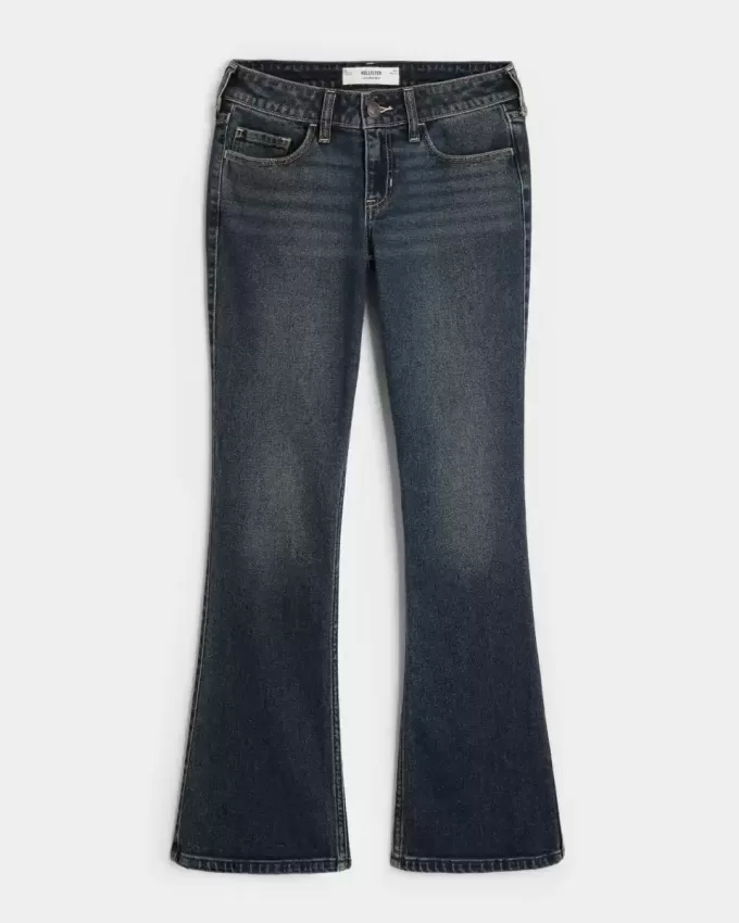 Low-Rise Dark Wash Broderade Bootcut-jeans Low-Rise Dark Wash Broderade Bootcut-jeans