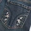 Low-Rise Dark Wash Broderade Bootcut-jeans Low-Rise Dark Wash Broderade Bootcut-jeans