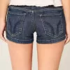 Low-Rise Dark Wash Broderade Shortie Shorts i denim Low-Rise Dark Wash Broderade Shortie Shorts i denim
