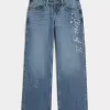 Low-Rise Dark Wash Class of ’26 Broderade Baggy Jeans Low-Rise Dark Wash Class of ’26 Broderade Baggy Jeans