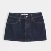 Low-Rise Dark Wash Plaid Pocket Denim Mini Skort Low-Rise Dark Wash Plaid Pocket Denim Mini Skort