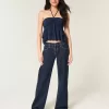 Low-Rise Dark Wash Vikbar midja Baggy jeans Low-Rise Dark Wash Vikbar midja Baggy jeans