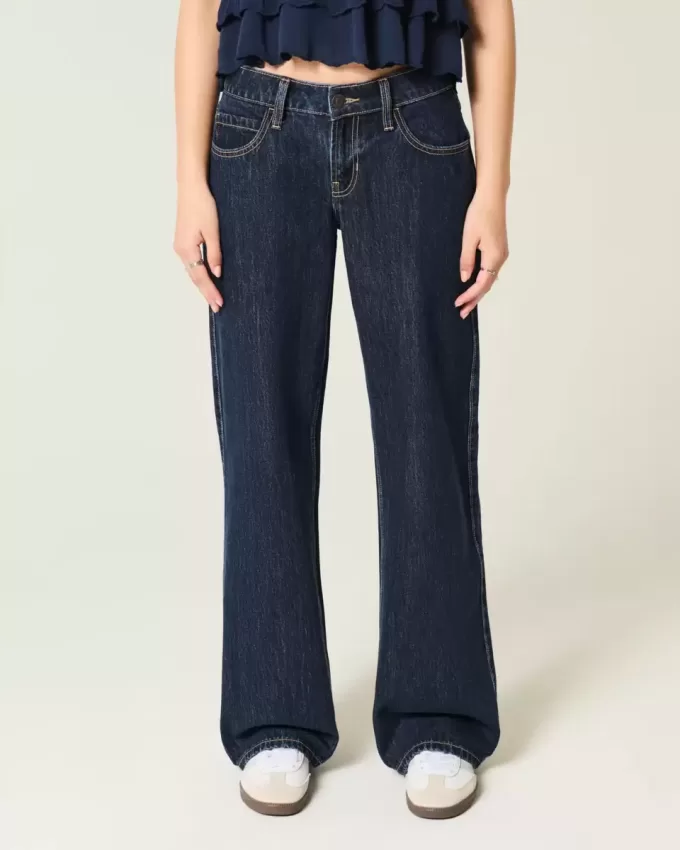 Low-Rise Dark Wash Vikbar midja Baggy jeans Low-Rise Dark Wash Vikbar midja Baggy jeans