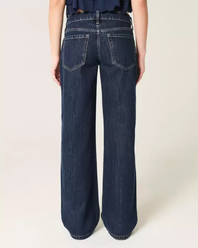 Low-Rise Dark Wash Vikbar midja Baggy jeans Low-Rise Dark Wash Vikbar midja Baggy jeans